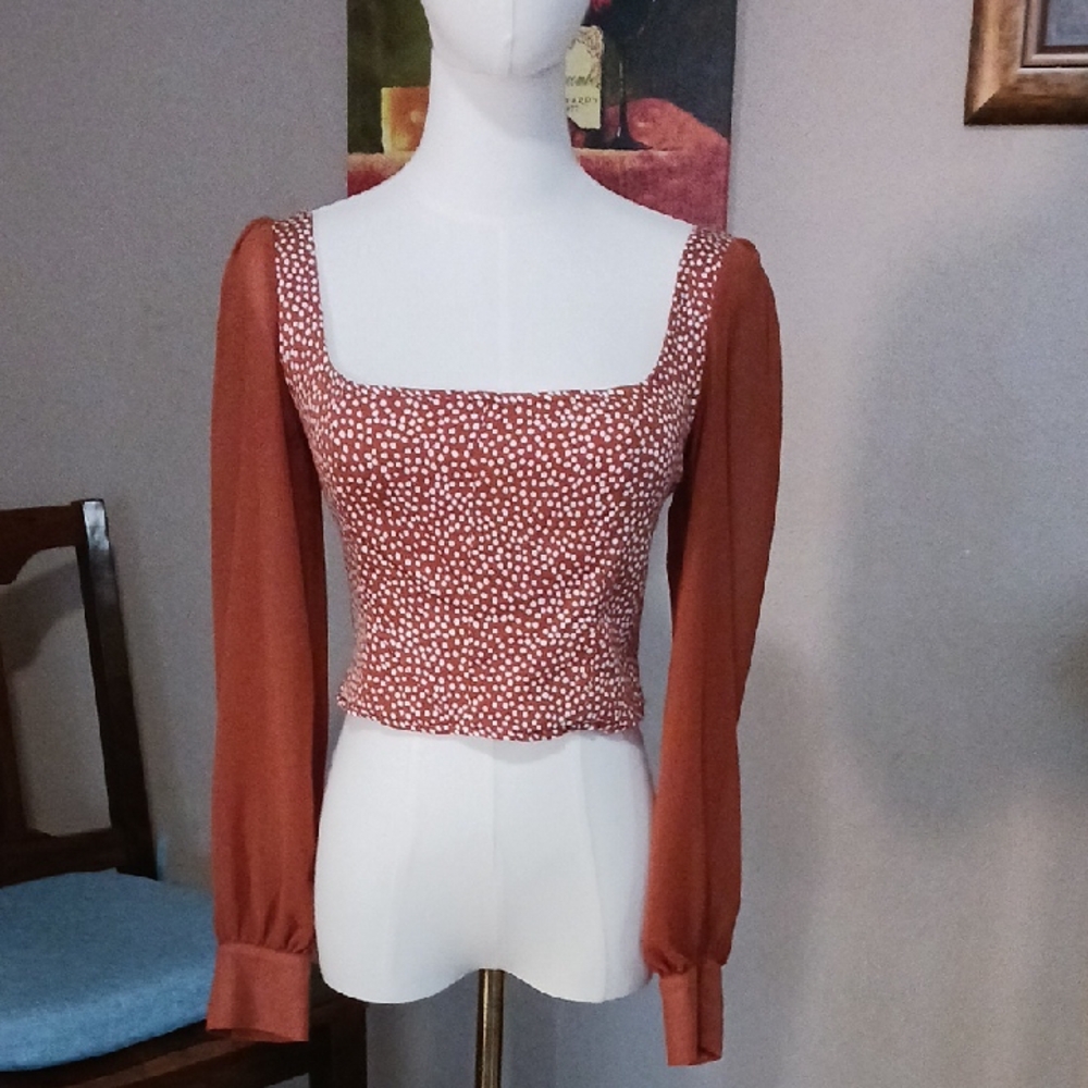 Urban Outfitters Terracotta Polka Dot Blouse